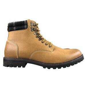 R2 Men's Size 13M Max Tan Brown Faux Leather Flannel Lined Lace-Up Boots